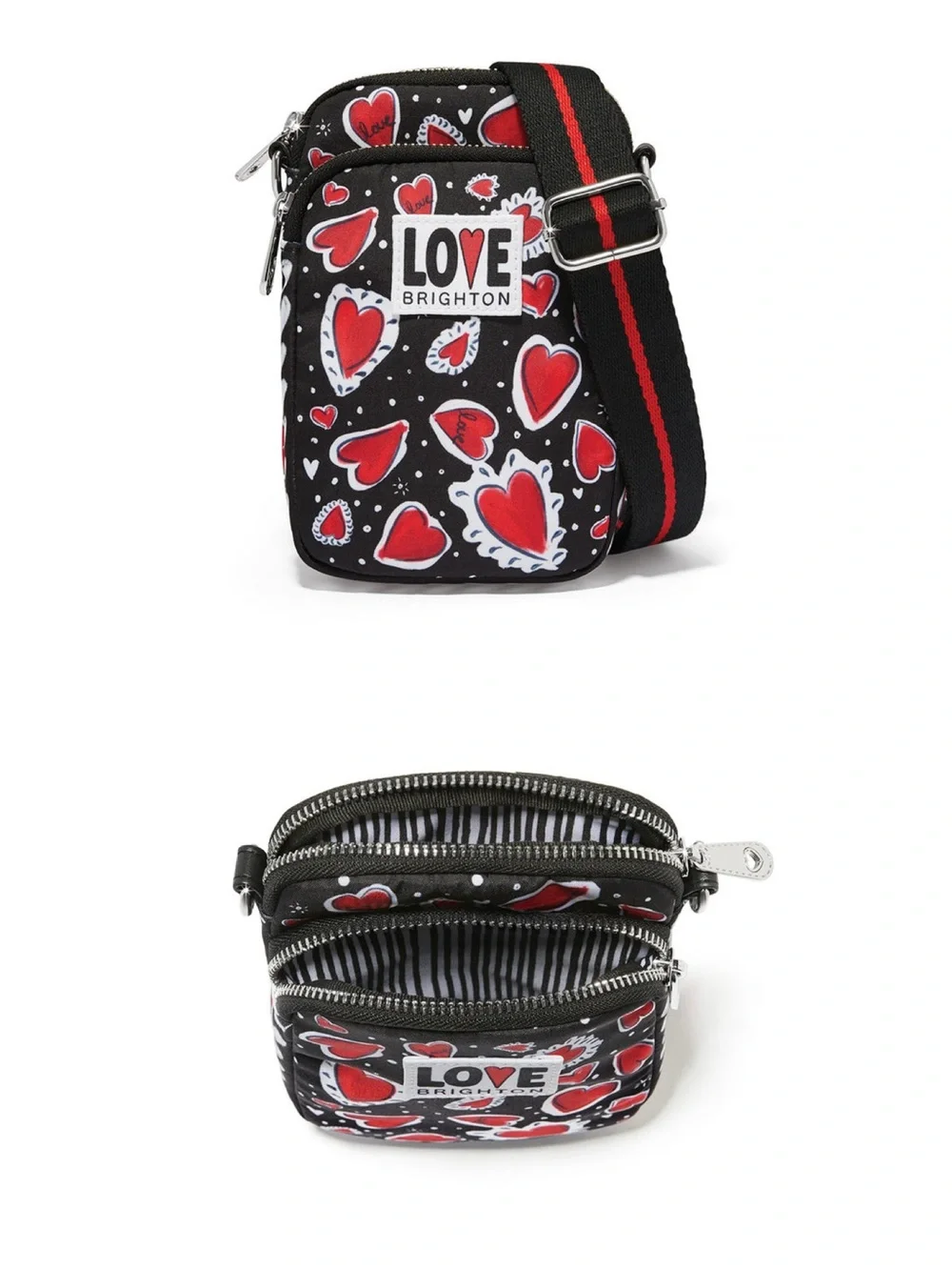 BRIGHTON NEW Hearts A Flutter Utility Bag Whimsical Crossbody Zipper Pouch NWOT